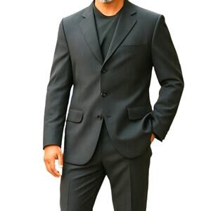 Messina 42L Men's Dark Gray Blazer Suit Coat Sport Jacket 3 Buttons 42 Long